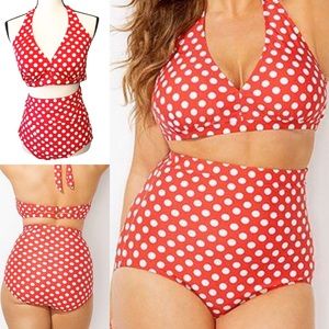 Swimsuits for All Diva White Dot Retro Bikini